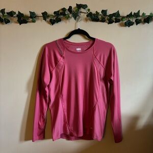 Nike Women's Fitted Long-Sleeve Pink Mesh Athletic Running Shirt